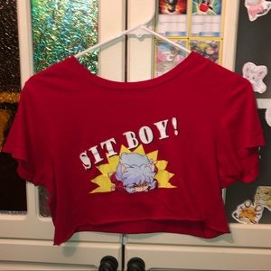 Red Inuyasha Crop Top "Sit Boy!" (Used)